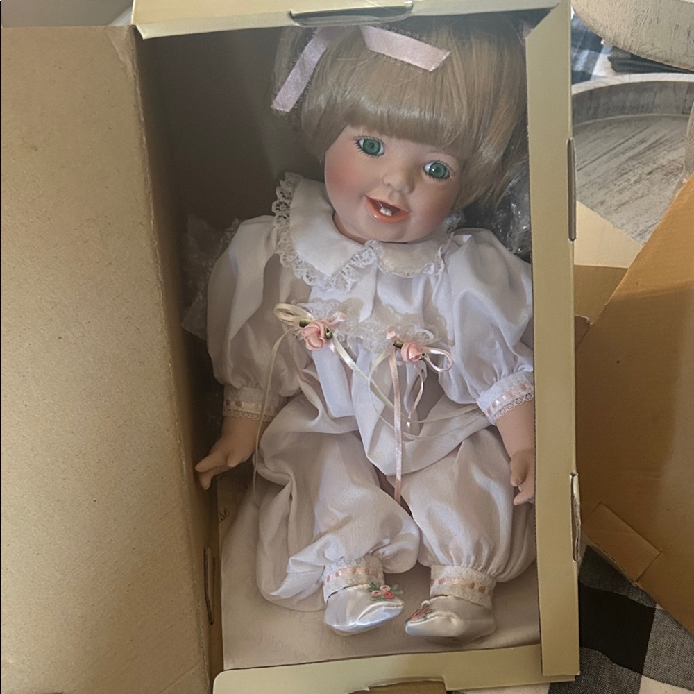 Princess House Porcelain Doll in White and Pink